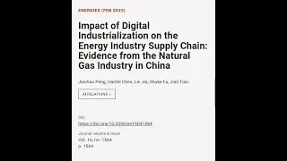 Impact of Digital Industrialization on the Energy Industry Supply Chain: Evidence fro... | RTCL.TV