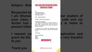 Sick leave application to school teacher by student #application #sickleaveapplication