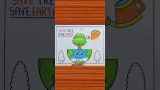 Van Mahotsav Drawing Easy / Save Tree Save Earth Poster Drawing #shorts