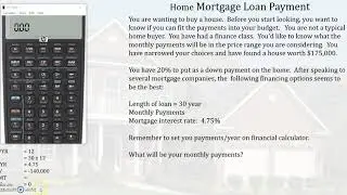 Home Mortgage Loan Payment using HP10bii+