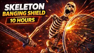 Skeleton Banging Shield Meme 10 Hours