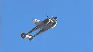 Lockheed P-38J Lightning &lsquo;23 Skidoo&rsquo; startup, taxi, flybys