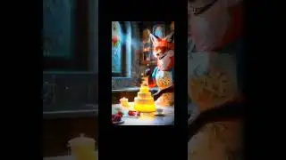 Chef Fox: Baking Vanilla Cake #Shorts #ai #fluffy #cute