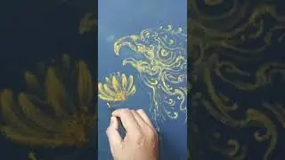 how to drawing eagle วาดนกอินทรีย์กับดอกบัว Line drawing eagle