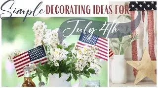 Simple July 4th Decor Ideas ~ Summer Mantel Display ~ Rag Flag Tutorial ~Easy Summer Tablescape Idea