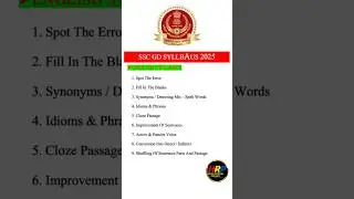 SSC GD Syllabus 2025 #sscgdsyllabus