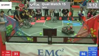 VEX Worlds 2016 - VRC Middle School - Spirit - Qual 15 (7504 6142W) 118 vs 144 (351A 5777K)