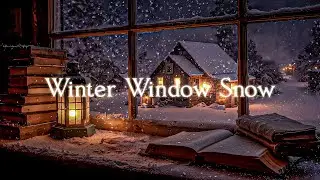 Winter Window Snow with Dark Academia Piano | Gentle Wind&Winter Night Ambience | Victorian Ambience
