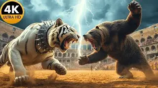Ferocious White Tiger vs  Kodiak Brown Bear ⚔️ Epic Wild Animal Fight Showdown | Who Will Win?