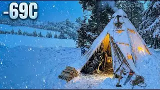 Surviving Winter Alone Off Grid  Building a Hidden Cabin Under a Tree