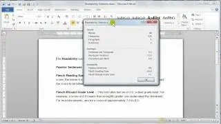 Microsoft Word 2010 Readability Statistics