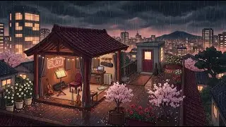 Quiet Rooftop Study Room 🌧️ Soft Rain Lofi To Stay Focused At Night