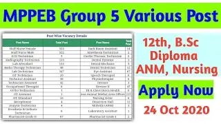 MPPEB Group 5 Various Post Vacancy 2020 | MPPEB vacancy 2020 | MPPEB Recruitment 2020