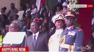 Ruto shocked nearly runs away after a big sound of a KDF aircraft.