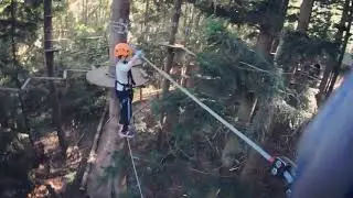 TreeTop Adventure The Hill 2023. First time 7 years old. - Blue course.