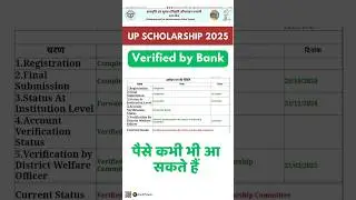 Verified by Bank | UP Scholarship Status | UP Scholarship Update