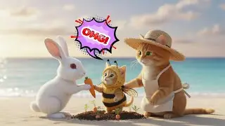 Добрый кролик и кошка-пчела: концовка заставит вас улыбнуться 😊🥕🐝🐾