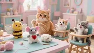 Мама-кошка делает плюшевые игрушки своими руками для своих 3 котят 🧵🧸❤️Самый милый подарок на свете!