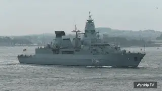 DEUTSCHE MARINE FRIGATE FGS HAMBURG F220 INBOUND TO HMNB DEVONPORT AFTER GOST 25-4-25 (HIGHLIGHTS)
