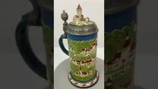 Mettlach 2829 1L Antique German Beer Stein Black Forest Rodenstein Heidelberg