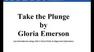 Take the Plunge | Gloria Emerson | Modern Essays BA part 2 | Modern Essays B.A notes | Parachuting