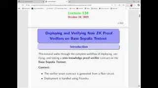 Lecture 134 - Deploying and Verifying Noir ZK Proof Verifiers on Base Sepolia Testnet