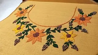 Beautiful hand embroidery Neck design || Hand embroidery for beginners 