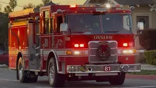 Oxnard Fire Department Engine 81 & Gold Coast Ambulance 683 Responding Code 3 to a Medical Call