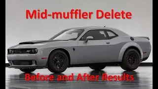 Dodge Challenger mid-muffler delete, before and after results