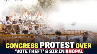 Police use water cannon to disperse Youth Congress workers, protesting over SIR, in Bhopal, MP