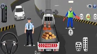 New Transporter Pickup Stuck Parking With Excavator & Police Cars 🚘 3D Driving Class Gameplay