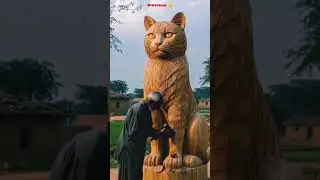 😺🐈 amazing art work old man carved sculpture #woodscraft #woodcarving #india