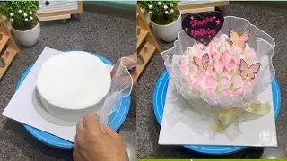 Bouquet Cake &ndash; A Sweet Touch of Floral Elegance 💐🎂💖/Cake Decorating #28