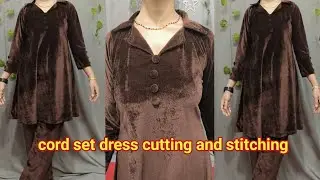 winter Collar Co-ord Set Cutting And Stitching/velvet cord set design/2025 Velvet Co-ord Set #viral 