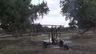 Traveling Irrigator Prototype part 3: Booms Installed + test!