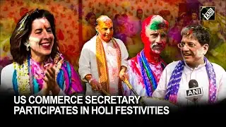 US Commerce Secretary Gina Raimondo takes part in Holi festivities at Rajnath Singh&rsquo;s residence