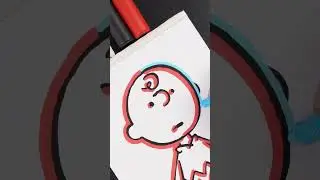 Drawing Charlie Brown in the glitch effect with Posca Markers!! (#shorts)