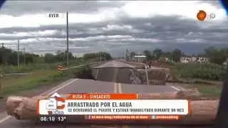 Puente destrozado y ruta 9 norte cortada - Arriba C&oacute;rdoba