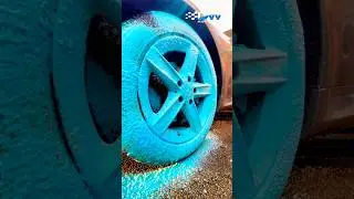 ASMR Electric Blue FOAM..! #satisfying #detailing #shorts