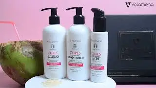 Volamena Curly Hair Care Combo Kit with Shampoo, Conditioner and Hair Cream Set of 3 For Hair Curls