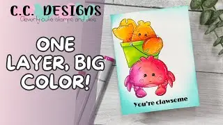 RAINBOW One Layer Card with C C  Designs Crusty Stamp  Bright Bold and Easy Coloring