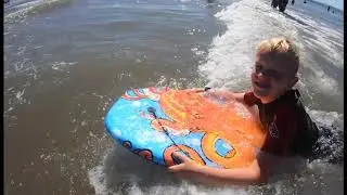 RIDING THE WAVES PART 1, PJ AND MUZZ (boogie boarding) in Devon