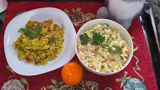 Плов и салат Оливье 🥗 Рубрика Готовим вместе 👩‍🍳  Мукбанг 