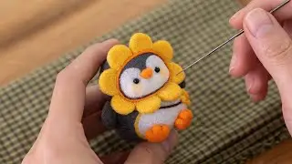 DIY Wool Felt Sunflower Hat Penguin Tutorial | Adorable Floral-Themed Figurine for Beginners
