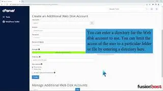 How to Create an Additional Web Disk Account in cPanel with Fusionhost