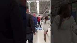 Frustrated shopper destroys vegan's megaphone