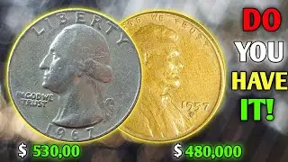 TOP 2 Rare Coins Worth Money! 1967 Quarter dollar & 1957-D Wheat Penny
