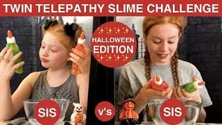 TWIN TELEPATHY SLIME CHALLENGE | HALLOWEEN EDITION | SIS v's SIS | Ruby & Raylee