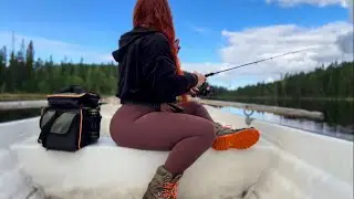 Alone Exploring Mountain Lake: Fishing For Trout & Using Boat