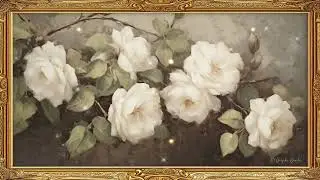 Roses in the Sun | Cottage Garden Gold Frame TV Art with Summer Upbeat Jazz in 4K HD